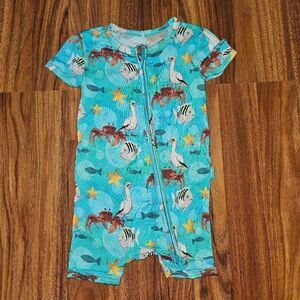 Posh Peanut Disney Little Mermaid Zipper Short Bamboo Romper Baby Size 9-12 Mont